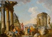 Giovanni Paolo Panini Architectural Capriccio with an Apostle Preaching oil painting artist